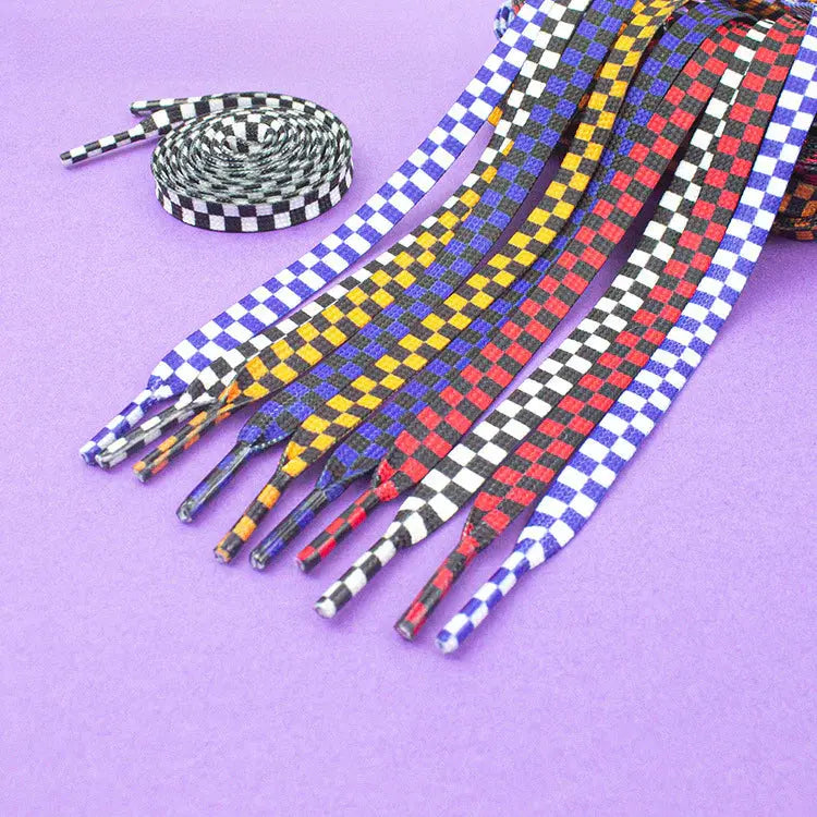 1 pair 140cm checkerboard print sneaker/samba shoelaces Popscrew