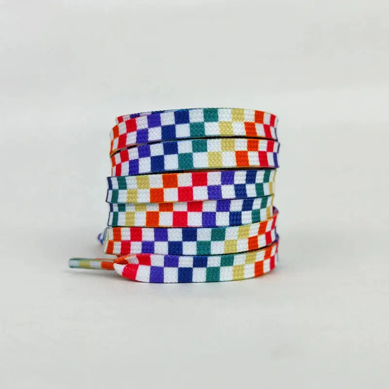 1 pair 140cm checkerboard print sneaker/samba shoelaces Popscrew